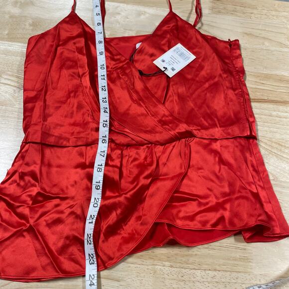 Cinq à Sept NWT Mirin Silk Top Chili Pepper Red Tank Blouse V-Neck Size XS - Picture 9 of 13